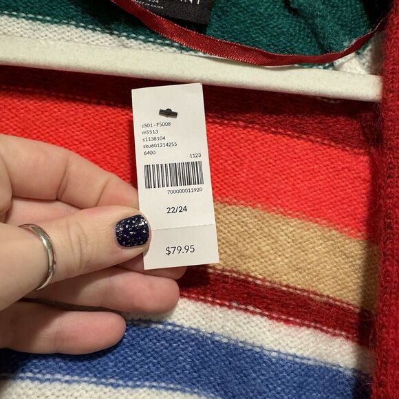 Lane Bryant Long Open Front Christmas Striped Cardigan Sweater NEW 22/24 - Picture 4 of 7